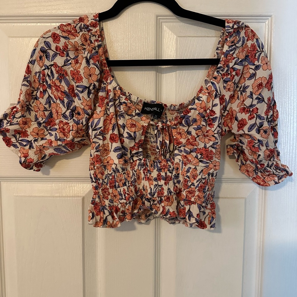 Kendall & Kylie Floral Blouse - Red, Blue, Cream